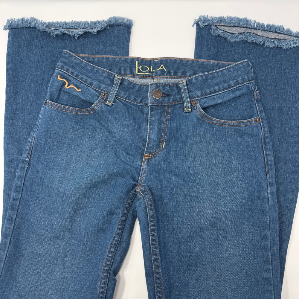 Kimes Ranch Lola Bootcut Jeans Blue Frayed Hem Size 0 x 30 Made in USA